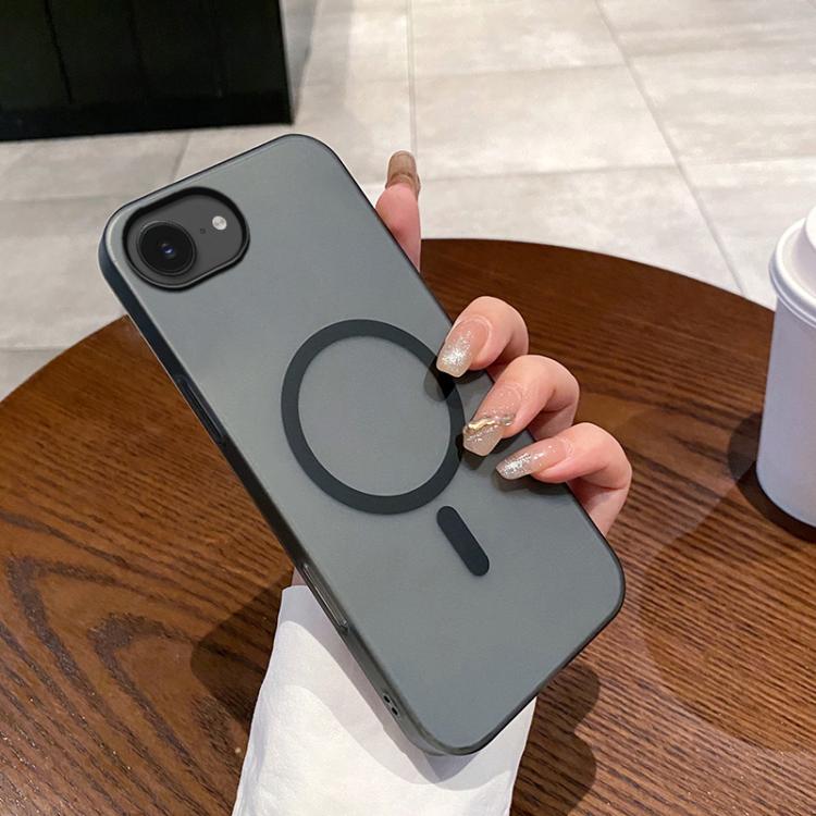 For iPhone 16e Ice Fog MagSafe PC Phone Case(Transparent Black) by bashfashion