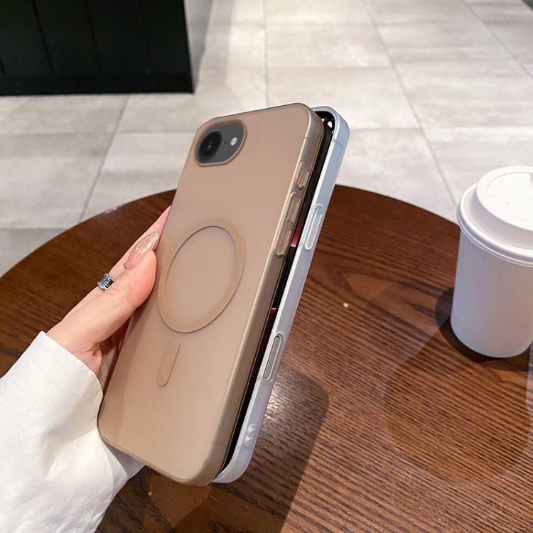 For iPhone 16e Ice Fog MagSafe PC Phone Case(Transparent Black) by bashfashion