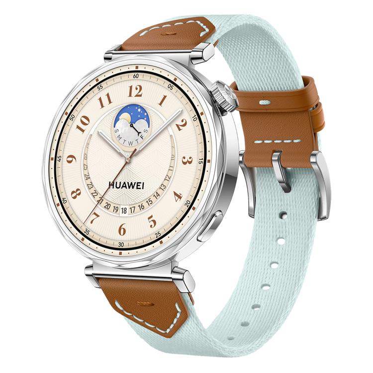 For Huawei Watch GT 5 41mm Quick Release Button Hybrid Braid Watch Band(Ice Blue Brown) by bashfashion