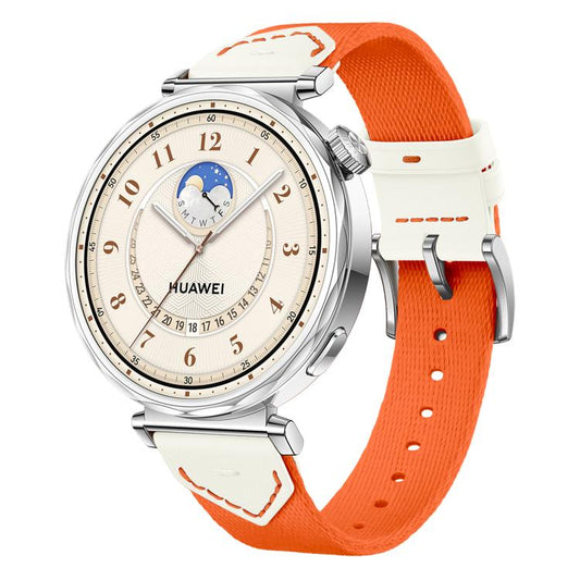 For Huawei Watch GT 5 41mm Quick Release Button Hybrid Braid Watch Band(Orange White) by bashfashion