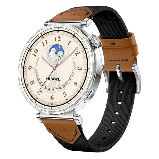 For Huawei Watch GT 5 41mm Quick Release Button Hybrid Braid Watch Band(Black Brown) by bashfashion