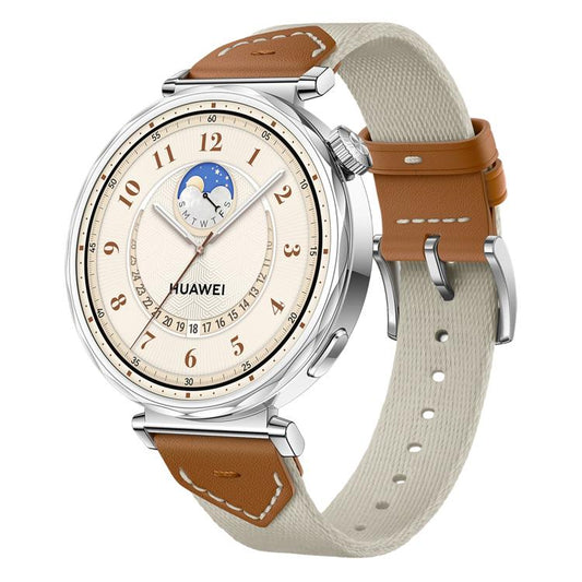 For Huawei Watch GT 5 41mm Quick Release Button Hybrid Braid Watch Band(Light Grey Brown) by bashfashion