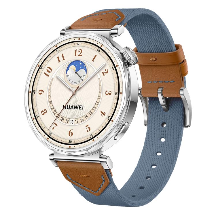 For Huawei Watch GT 5 41mm Quick Release Button Hybrid Braid Watch Band(Topaz Blue Brown) by bashfashion