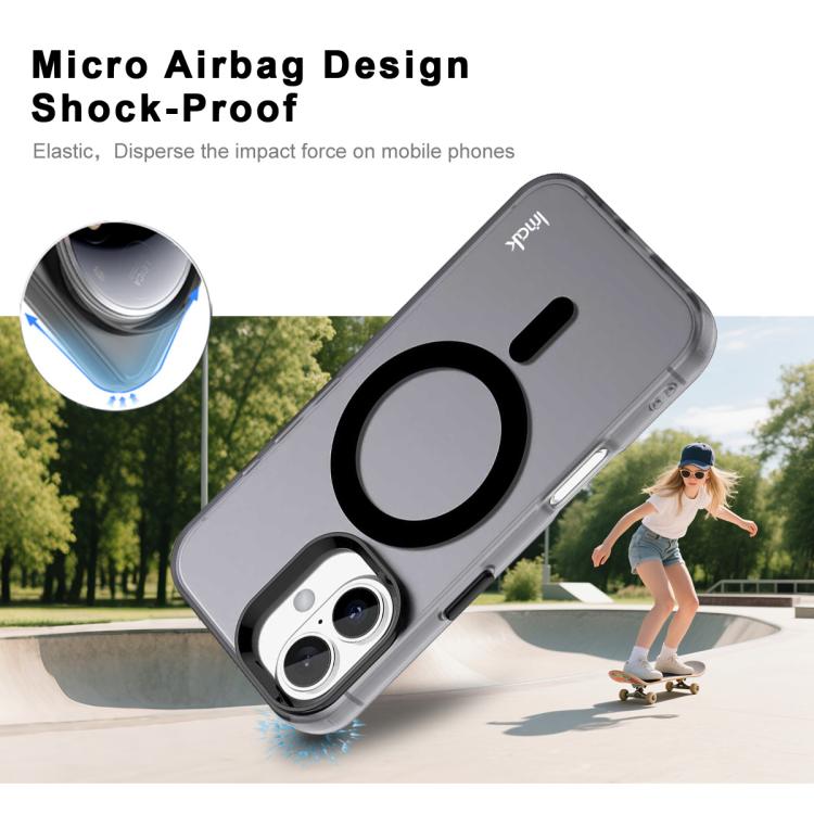 For iPhone 16 IMAK Candy Series Shockproof MagSafe Phone Case(Black) by imak