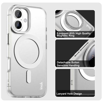 For iPhone 16 IMAK Candy Series Shockproof MagSafe Phone Case(White) by imak