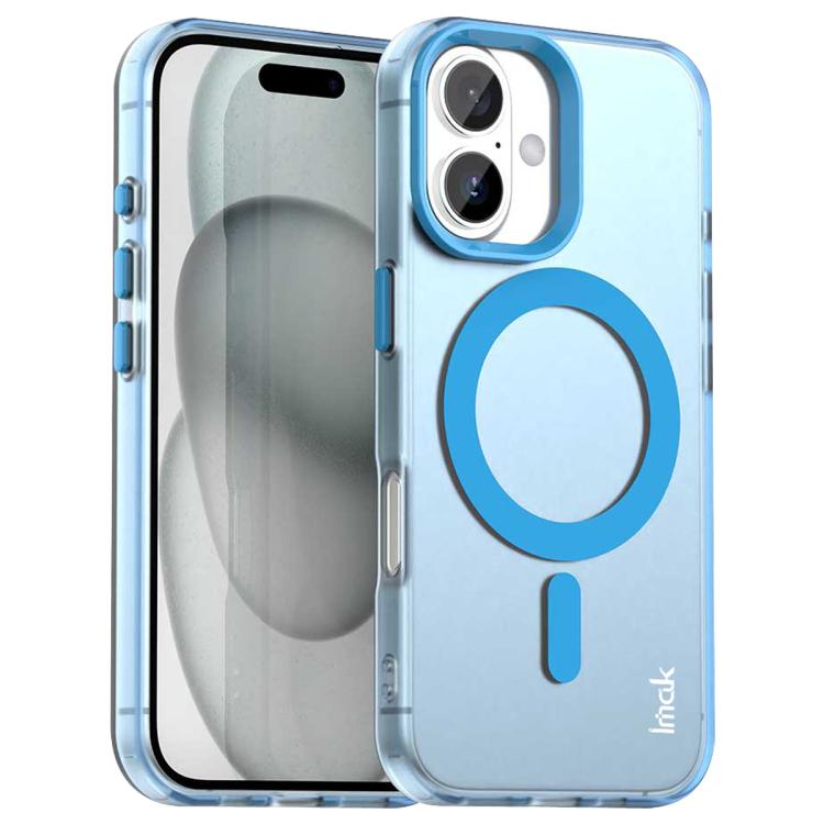 For iPhone 16 IMAK Candy Series Shockproof MagSafe Phone Case(Blue) by imak