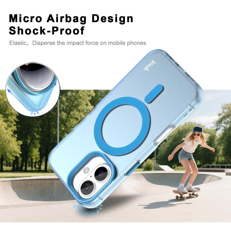 For iPhone 16 IMAK Candy Series Shockproof MagSafe Phone Case(Blue) by imak