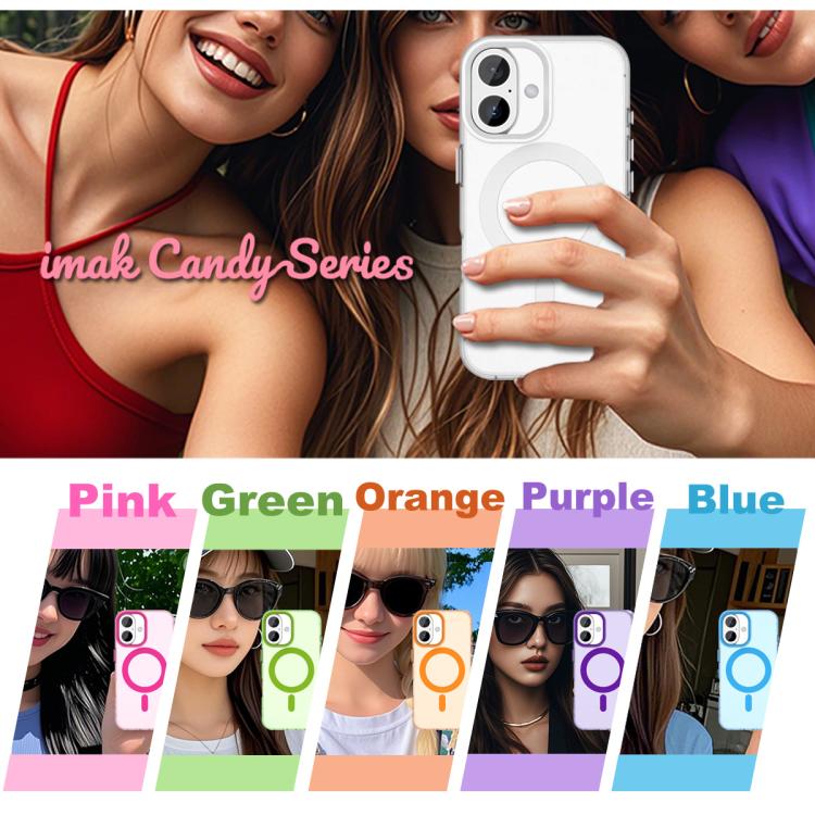 For iPhone 16 IMAK Candy Series Shockproof MagSafe Phone Case(Blue) by imak