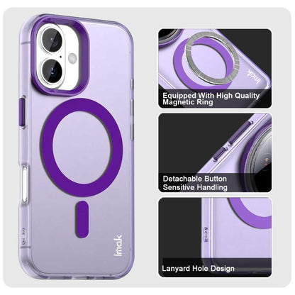 For iPhone 16 IMAK Candy Series Shockproof MagSafe Phone Case(Purple) by imak