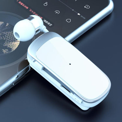 K52 Business Lavalier Retractable Cable Bluetooth Earphone(White) by bashfashion