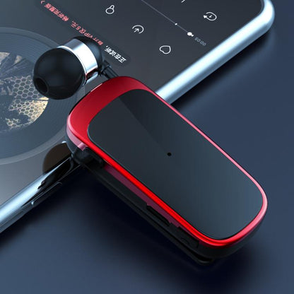 K52 Business Lavalier Retractable Cable Bluetooth Earphone(Black Red) by bashfashion