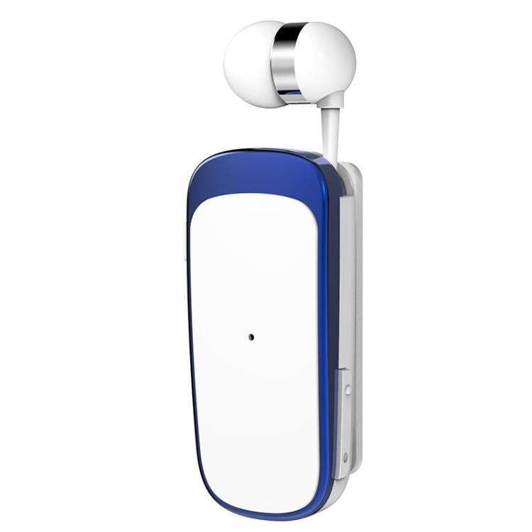 K52 Business Lavalier Retractable Cable Bluetooth Earphone(White Blue) by bashfashion