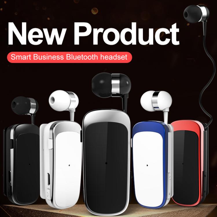 K52 Business Lavalier Retractable Cable Bluetooth Earphone(Black)