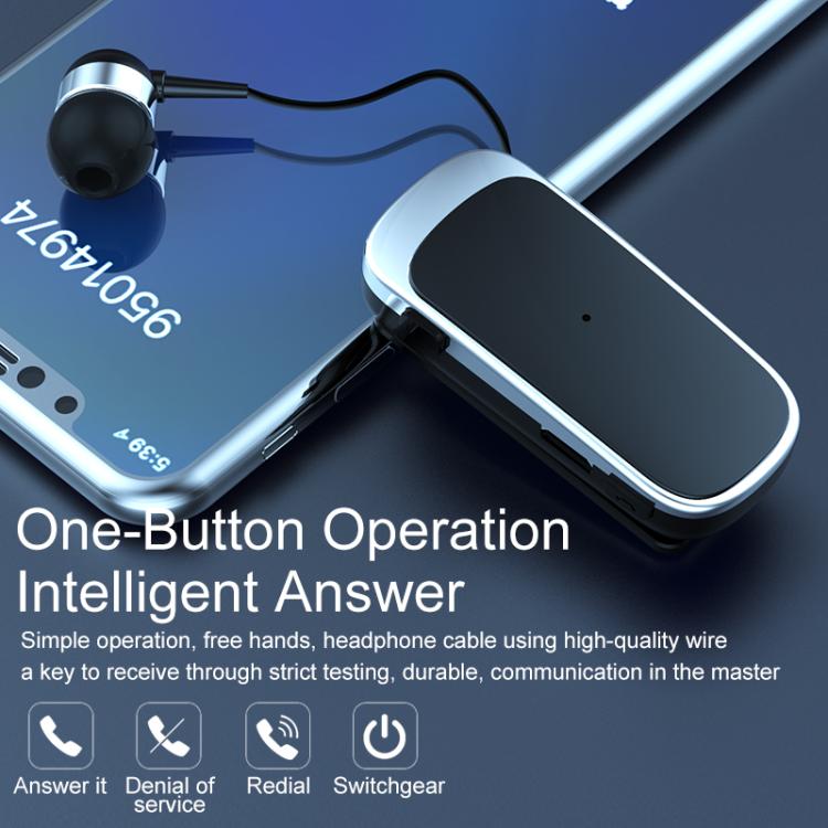 K52 Business Lavalier Retractable Cable Bluetooth Earphone(Black)
