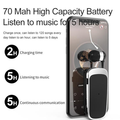 K52 Business Lavalier Retractable Cable Bluetooth Earphone(White) by bashfashion