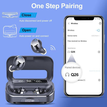 Q26 In-ear Noise Reduction Bluetooth Earphone Wireless Bluetooth Sport Earbuds(Black) by bashfashion