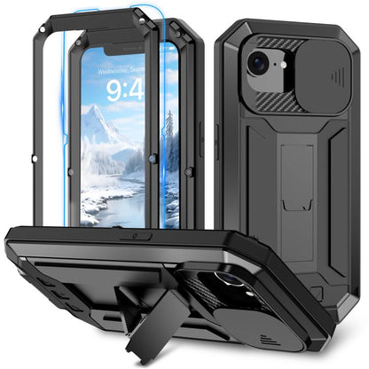 For iPhone 16e Sliding Camera IP68 Waterproof Holder Phone Case(Black) by bashfashion