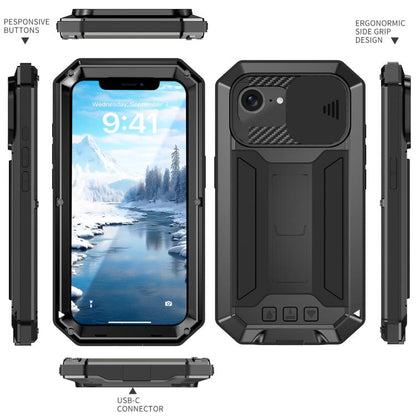 For iPhone 16e Sliding Camera IP68 Waterproof Holder Phone Case(Black) by bashfashion