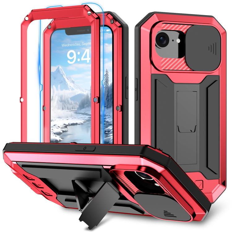 For iPhone 16e Sliding Camera IP68 Waterproof Holder Phone Case(Red) by bashfashion