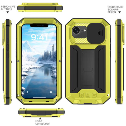 For iPhone 16e Sliding Camera IP68 Waterproof Holder Phone Case(Yellow) by bashfashion