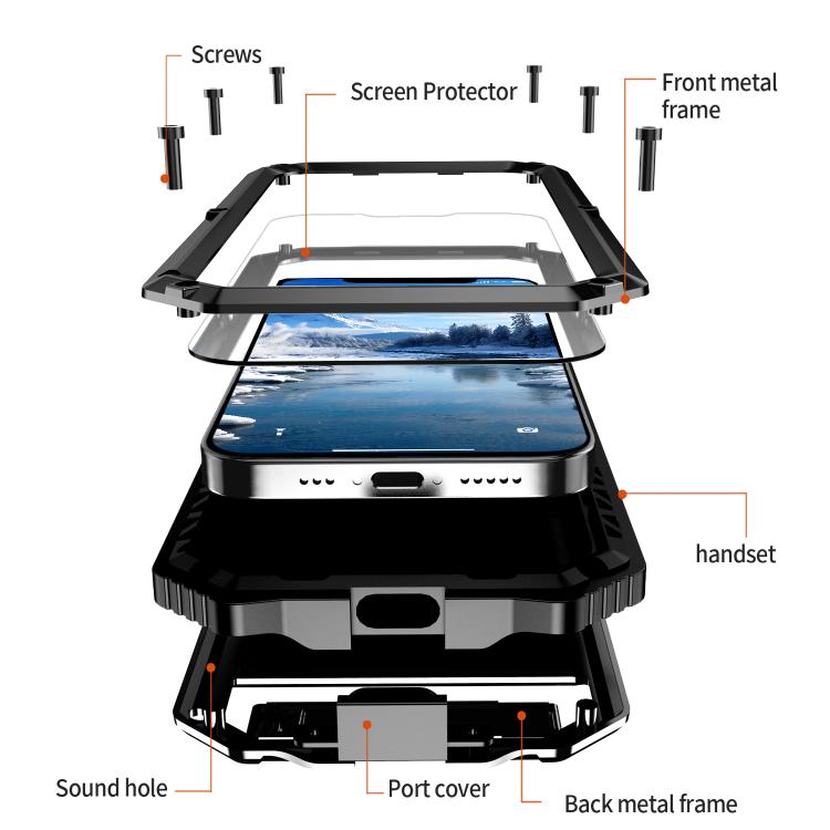 For iPhone 16e IP68 Waterproof Dustproof Shockproof Holder Phone Case(Black) by bashfashion