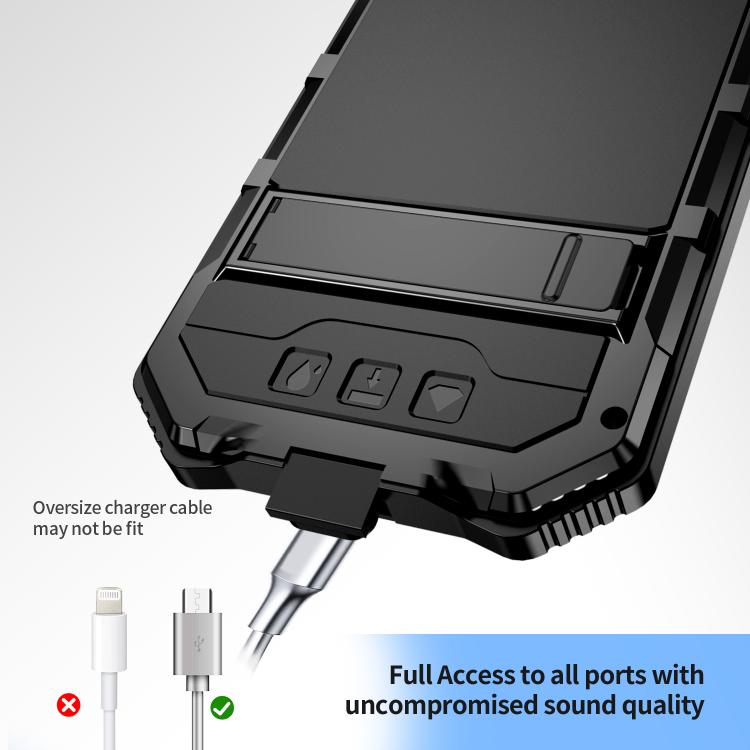 For iPhone 16e IP68 Waterproof Dustproof Shockproof Holder Phone Case(Black) by bashfashion