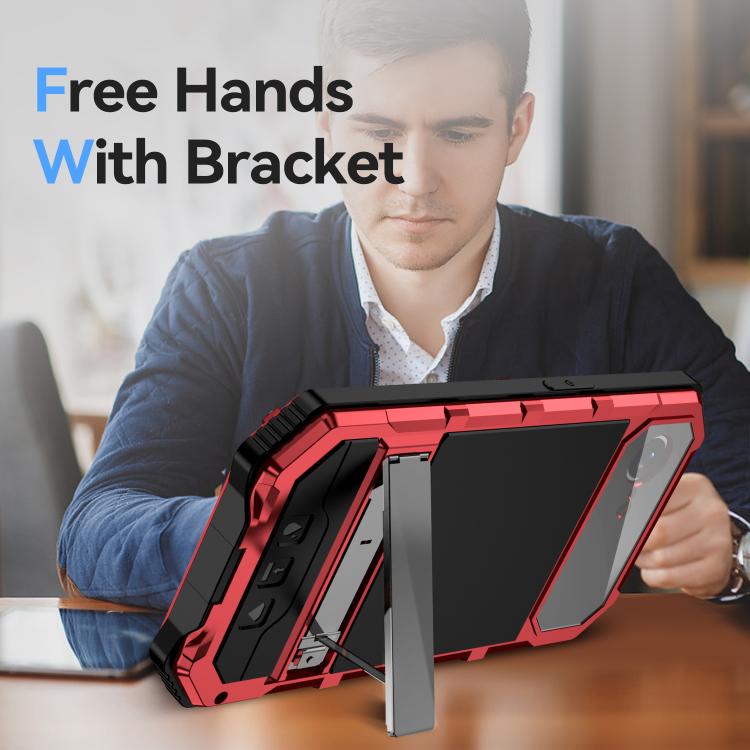 For iPhone 16e IP68 Waterproof Dustproof Shockproof Holder Phone Case(Red) by bashfashion