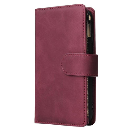 For iPhone 16e Multifunctional Multi-Card Wallet Phone Leather Case(Wine Red) by bashfashion