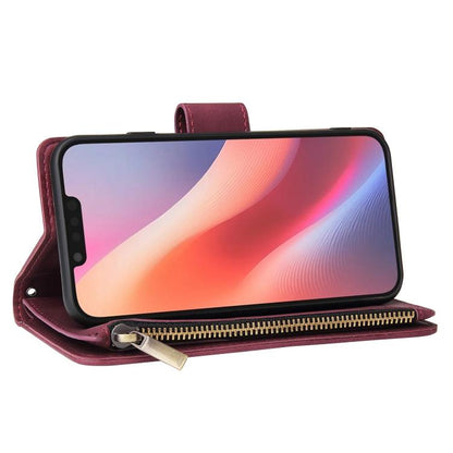 For iPhone 16e Multifunctional Multi-Card Wallet Phone Leather Case(Wine Red) by bashfashion
