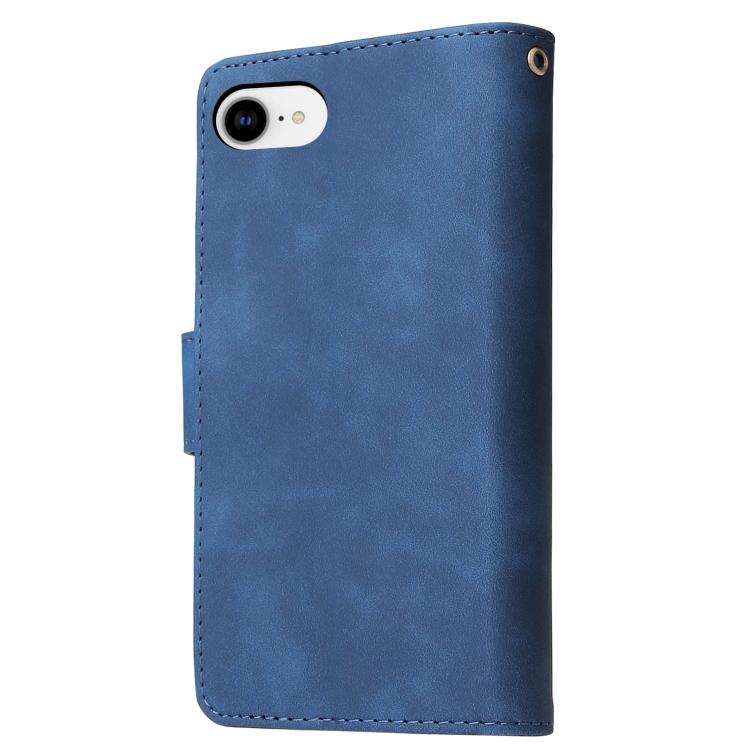For iPhone 16e Multifunctional Multi-Card Wallet Phone Leather Case(Dark Blue) by bashfashion
