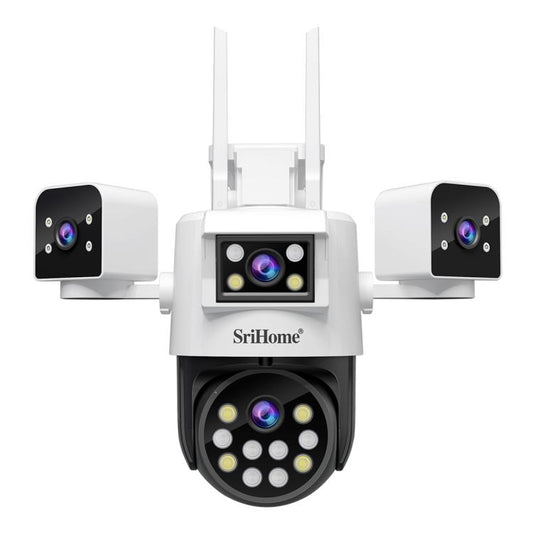 SriHome SH066 8MP HD Quad Lens Security Camera, Support Full Color Night Vision / Two-way Audio(EU Plug) by SriHome