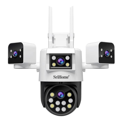 SriHome SH066 8MP HD Quad Lens Security Camera, Support Full Color Night Vision / Two-way Audio(UK Plug) by SriHome