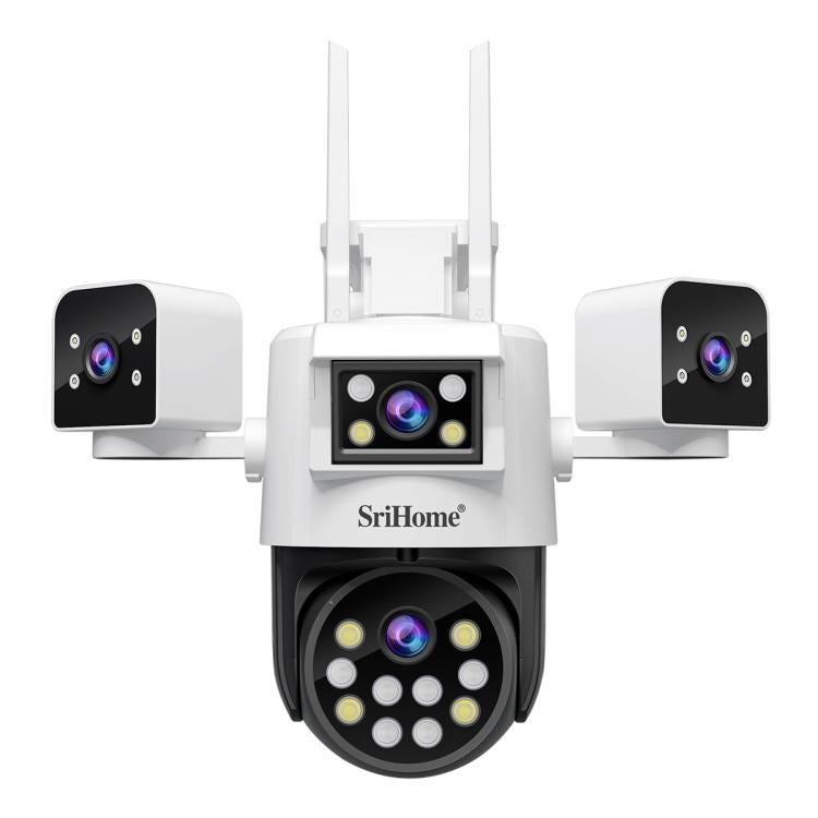 SriHome SH066 8MP HD Quad Lens Security Camera, Support Full Color Night Vision / Two-way Audio(AU Plug) by SriHome