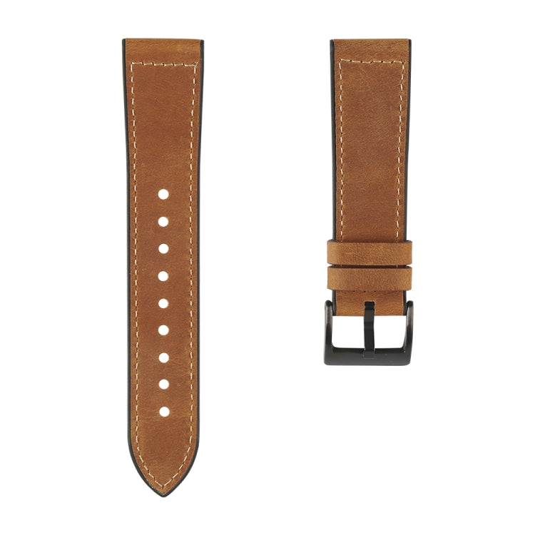 For Samsung Galaxy Watch 3 41mm TPU + Leather Watch Band(Crazy Horse Brown) by bashfashion