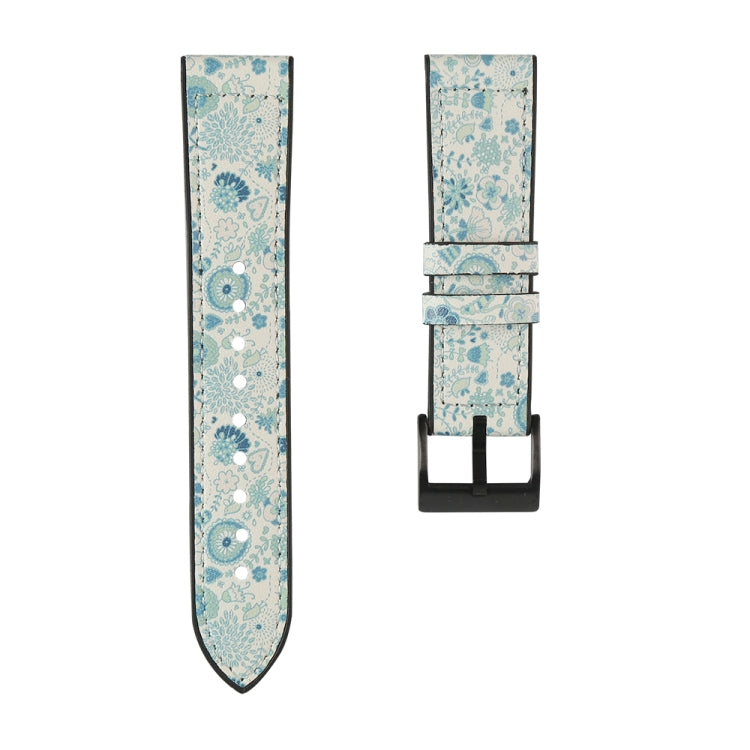 For Samsung Galaxy Watch 3 41mm TPU + Leather Watch Band(Flower Cyan) by bashfashion