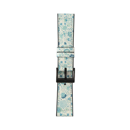 For Samsung Galaxy Watch 3 41mm TPU + Leather Watch Band(Flower Cyan) by bashfashion