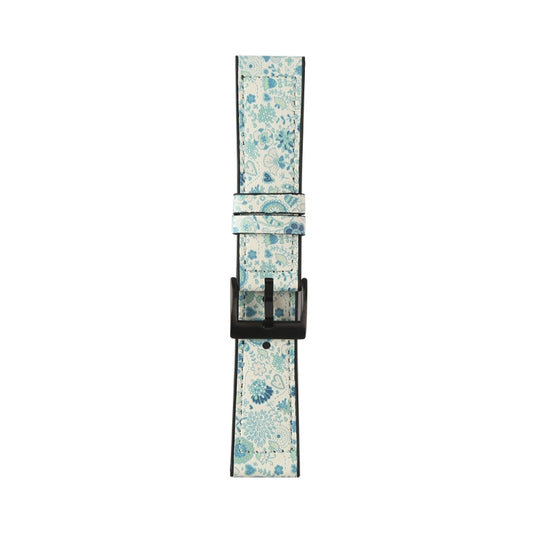 For Samsung Galaxy Watch 3 41mm TPU + Leather Watch Band(Flower Cyan) by bashfashion