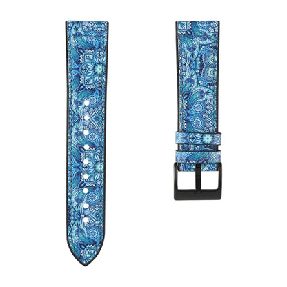 For Samsung Galaxy Watch 3 41mm TPU + Leather Watch Band(Flower Blue) by bashfashion