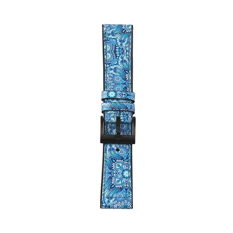 For Samsung Galaxy Watch 3 41mm TPU + Leather Watch Band(Flower Blue) by bashfashion