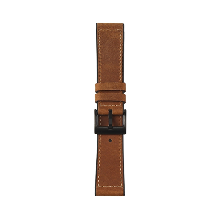 For Samsung Galaxy Watch 3 45mm TPU + Leather Watch Band(Crazy Horse Brown) by bashfashion