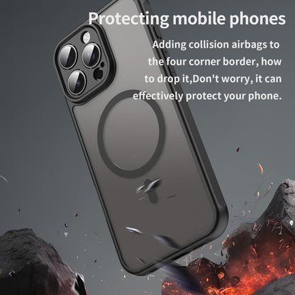 For iPhone 16e Fan Dun Series TPU Hybrid PC Frosted Magsafe Phone Case(Black) by bashfashion