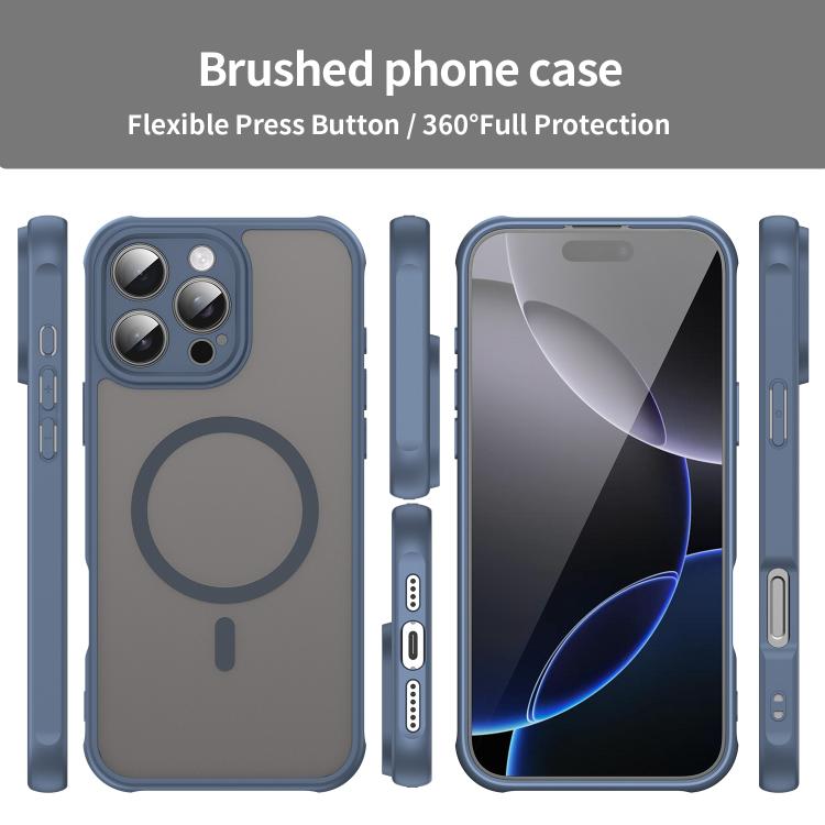 For iPhone 16e Fan Dun Series TPU Hybrid PC Frosted Magsafe Phone Case(Blue) by bashfashion