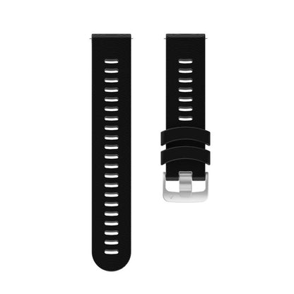For Garmin Forerunner 245 Stripes Silver Buckle Silicone Watch Band(Black) by bashfashion