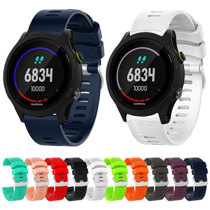 For Garmin Forerunner 245 Stripes Silver Buckle Silicone Watch Band(Black) by bashfashion