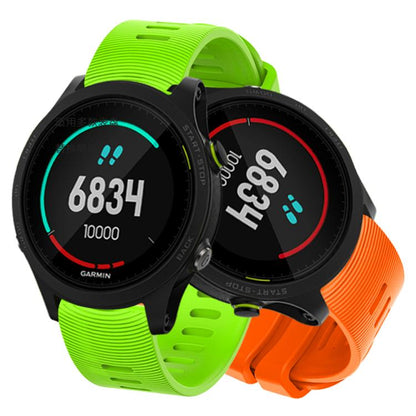 For Garmin Forerunner 245 Stripes Silver Buckle Silicone Watch Band(Black) by bashfashion