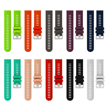 For Garmin Forerunner 245 Stripes Silver Buckle Silicone Watch Band(Black) by bashfashion