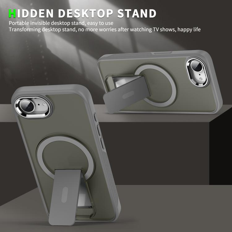 For iPhone 16e Acrylic Hybrid TPU MagSafe Holder Phone Case(Dark Night Purple) by bashfashion