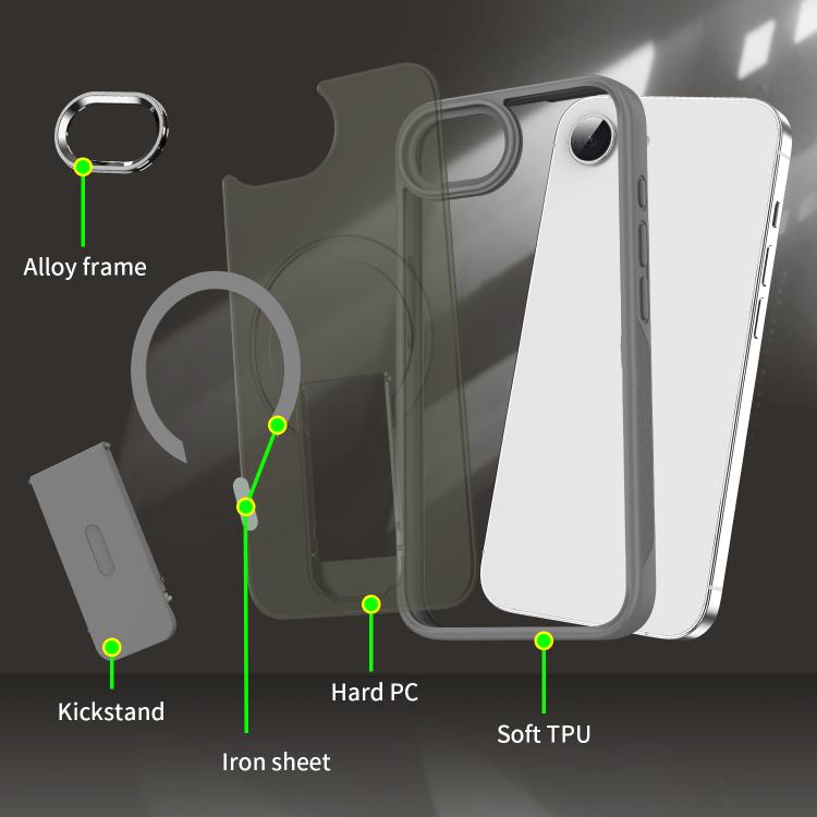 For iPhone 16e Acrylic Hybrid TPU MagSafe Holder Phone Case(Dark Night Purple) by bashfashion