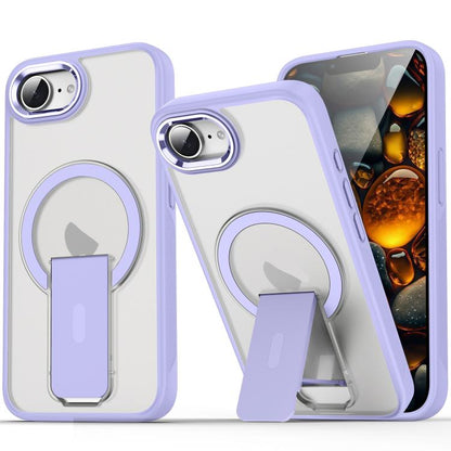 For iPhone 16e Acrylic Hybrid TPU MagSafe Holder Phone Case(Lavender Purple) by bashfashion