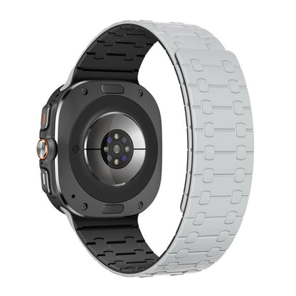 For Samsung Galaxy Watch Ultra 47mm / Ultra 2025 AP Dual Color Magnetic Silicone Watch Band(Light Grey Black) by bashfashion